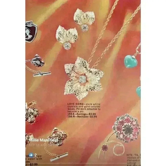 Vtg Judy Lee 3D Rose & Crystal Necklace 1950s Love Song catalog pc - Picture 2 of 11